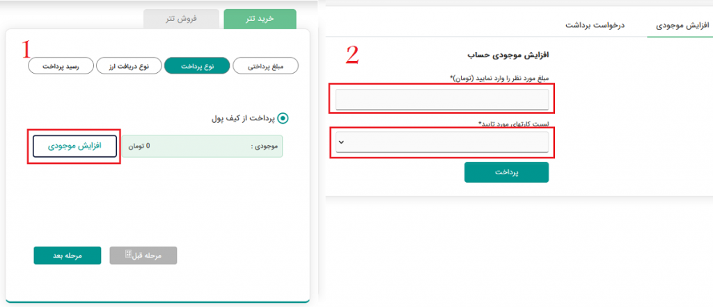 پرداخت پول در صرافی نوین تتر