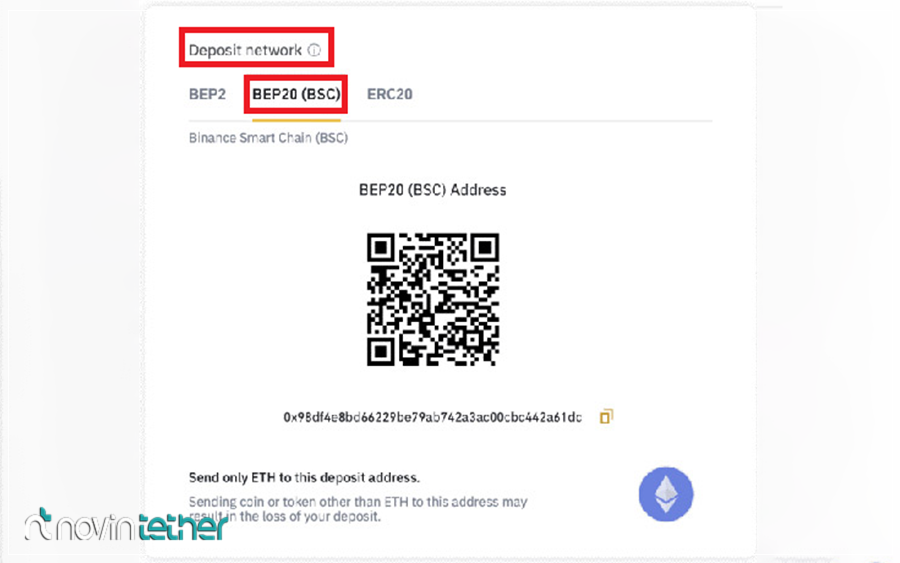 انتخاب شبکه بایننس BEP20