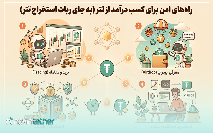 راههای امن برای کسب درآمد از تتر (به جای ربات استخراج تتر)
